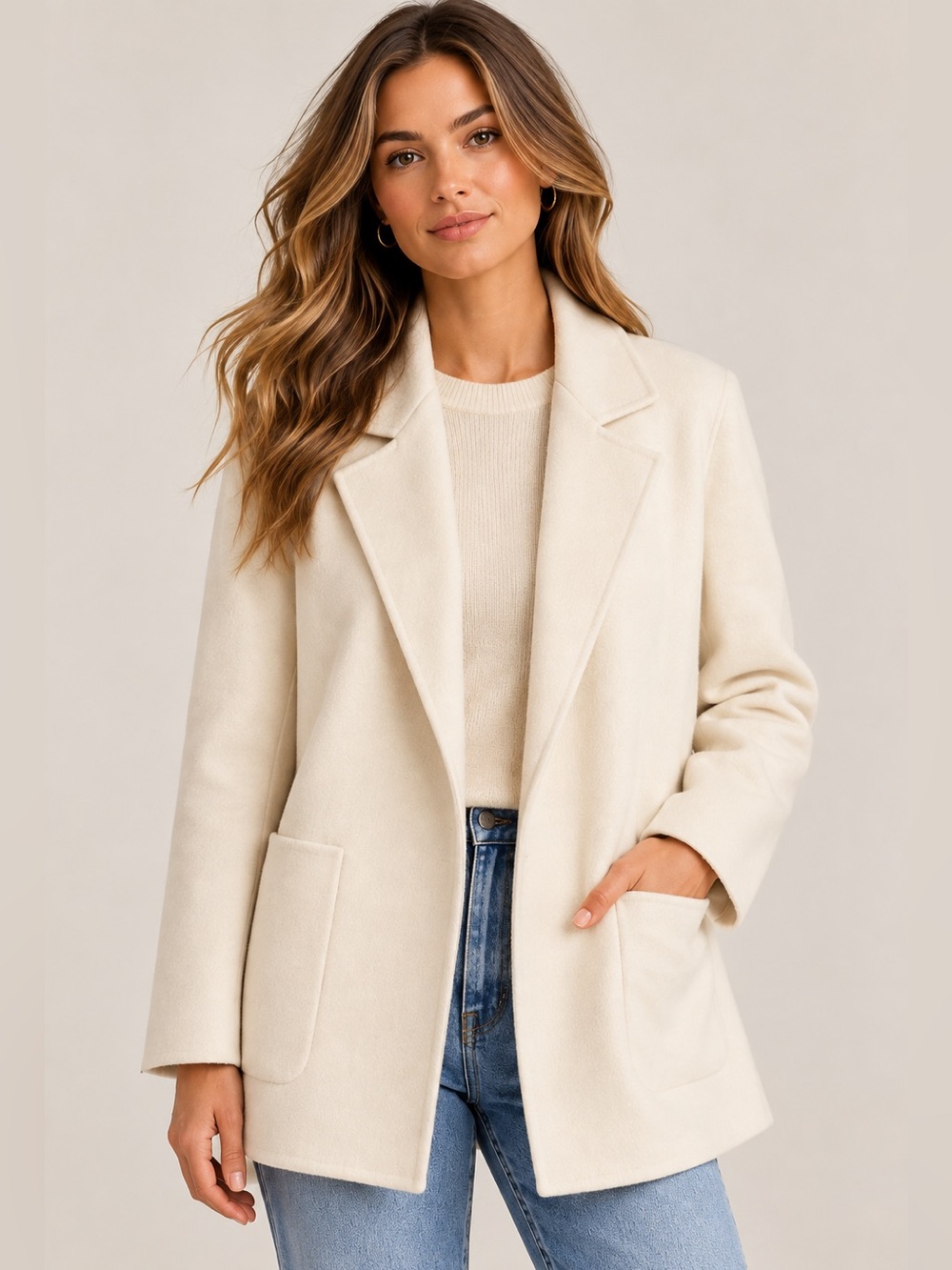 Quince 100% Cashmere Double Faced Blazer Ivory M NWOT Quiet Luxury